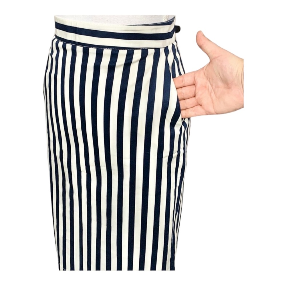 Nautical Navy Blue and White Striped Nautical Pencil Skirt Size 2 - Picture 3 of 6